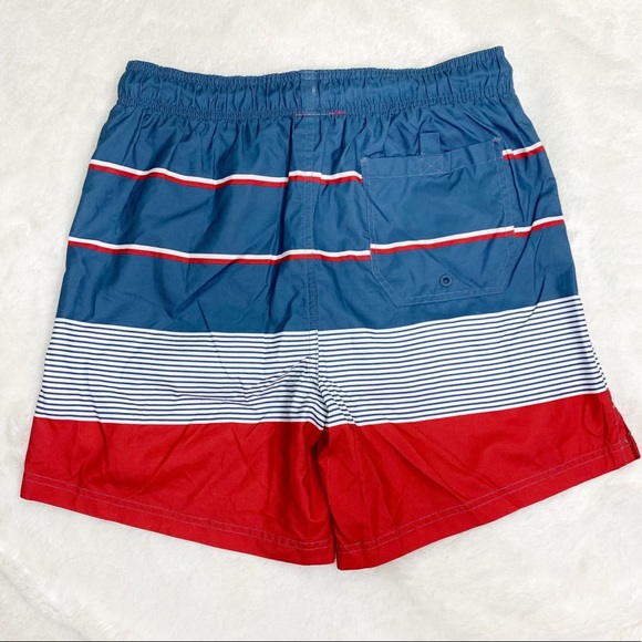 Jake Austin Red White Blue Colorblock Swim Trunks - Picture 2 of 7